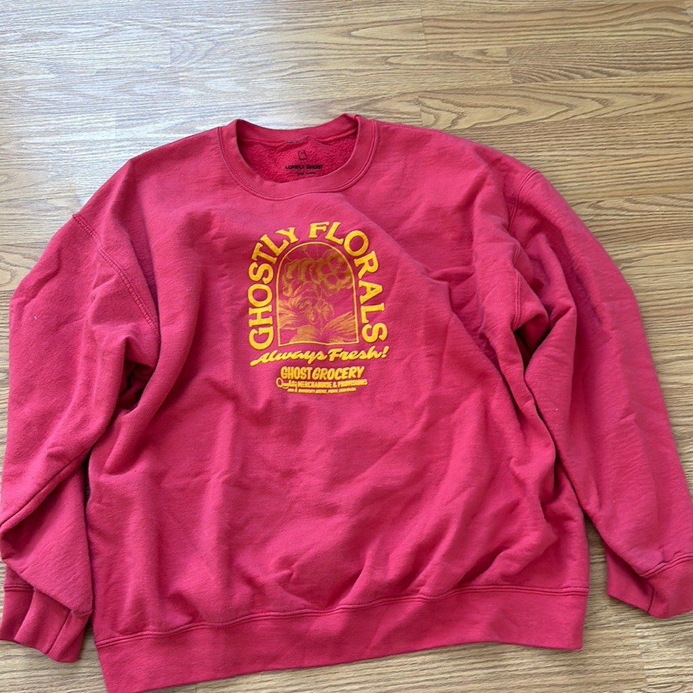 LONELY GHOST- ghostly florals. Orange and pink. Size XL.